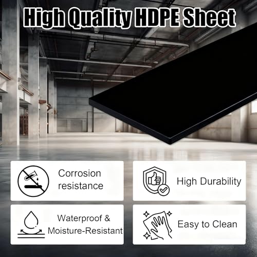 HDPE Sheet 1/2-12" x 24" High Density Polyethylene Sheets with Protective Film 1/2 Thick HDPE Plastic Sheet Board Solid Plastic Block for Flat Panel DIY Projects Machining Home (Black) - color: Black, size: 12“x24"x1/2"