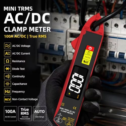 BSIDE UX1 Digital Clamp Meter 1mA AC/DC Current True RMS Auto-Ranging 6000 Counts Meter Hz Temperature Capacitance Live Check V-Alert Low Impedance Voltage Tester