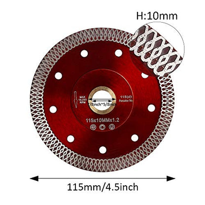 YIJING 4.5" Super Thin Diamond Saw Blade Porcelain Tile Blade with 7/8"-5/8" Arbor for Cutting Ceramic Porcelain Tile Granite Marble(4.5"-1pc) - size: 4.5"-1pc