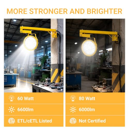 60W 6600LM LED Loading Dock Light-45 Foldable Arm ETL Listed