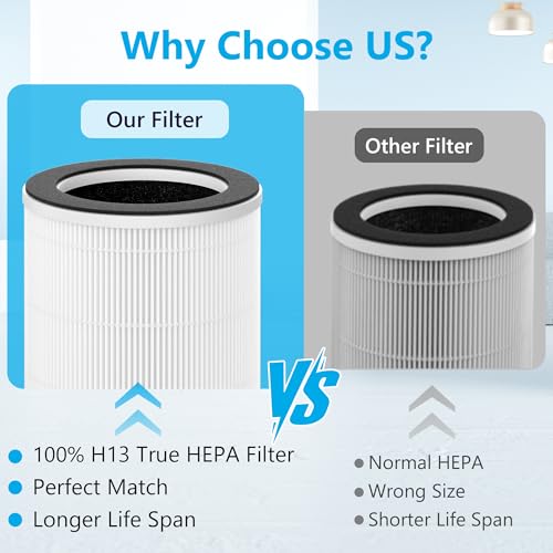 2 Packs HAP609 Replacement Filter Compatible with ECOSELF HAP609 Air Purifi-er for Home Large Room up to 1800 Ft², Main Filter