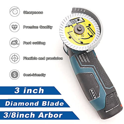 HIGHDRIL 10PCS Diamond Saw Blade,3In/75mm x Arbor 3/8Inch/10mm for Granite,Hard Concrete,Ceramic,Hard Porcelain(10PCS) - size: Concrete saw blade-10PCS