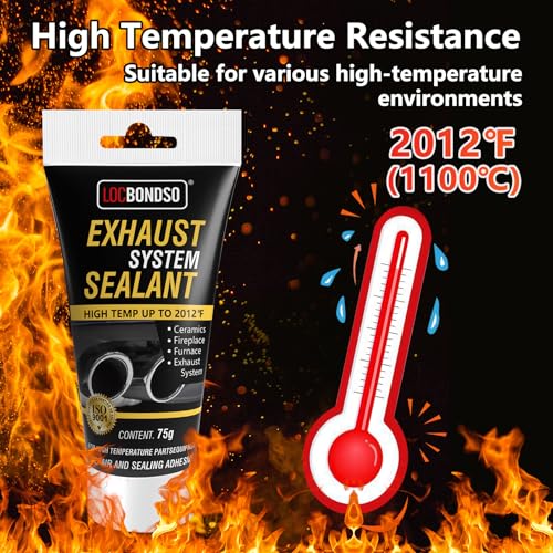 LOCBONDSO Muffler Repair Kit, Heat Resistant Exhaust Sealant, 2.6 oz