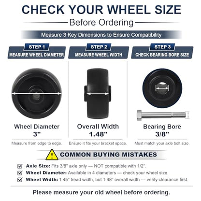 3 Inch Polypropylene Caster Wheels Replacement– 300 lbs Load Capacity Each, Non-Marking, Floor Protective, Smooth Rolling Industrial Wheel for Carts, Tool Cabinets & Equipment(10 Pack) - size: 3 INCH