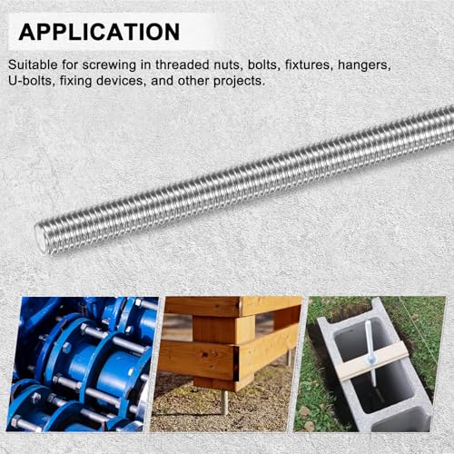 M METERXITY 12-Pack Fully Threaded Rod, M5x85mm 304 Stainless Steel Right Hand Thread Bar Studs for Furniture Anchor Bolts/Clamps/U-Bolts, Metric Threaded Screw - size: M5x85mm