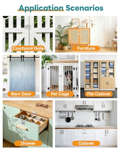 Cabinet Locks with Combination, 180° Sliding Closet Door Lock - color: White