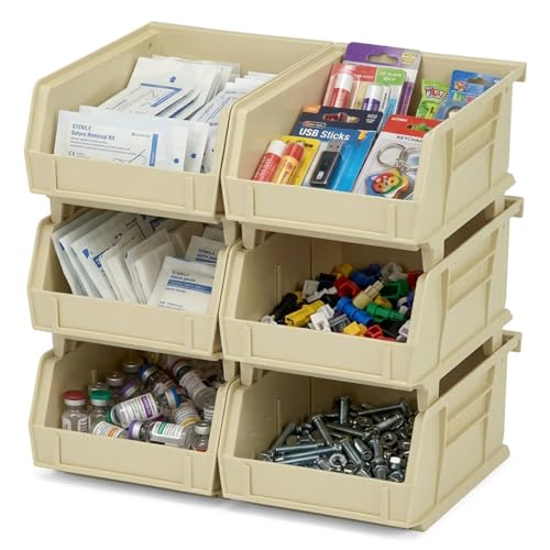 Quantum Storage QUS236 Ultra Stack and Hang Bins - 7-3/8" x 11" x 3" - 8 Pack - color: Ivory