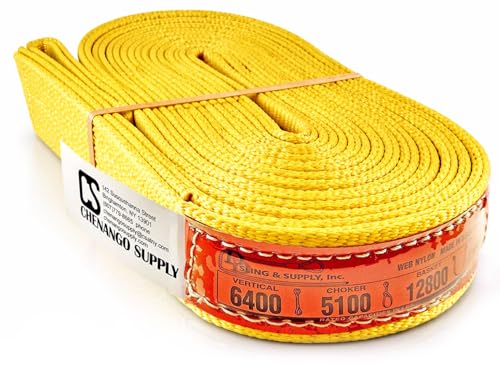 DD Sling 2 Inch x 20 Foot Nylon Lifting Sling – USA Made, 6,400 lb Vertical, 5,100 lb Choker, 12,800 lb Basket – 2-Ply Heavy Duty 900 Webbing, Type 3 Flat Eye & Eye Rigging Sling