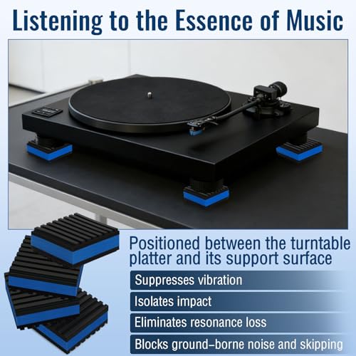 4 Pack Sound Isolation Pads 2 x 2 x 7/8 inches Designed for Turntables
