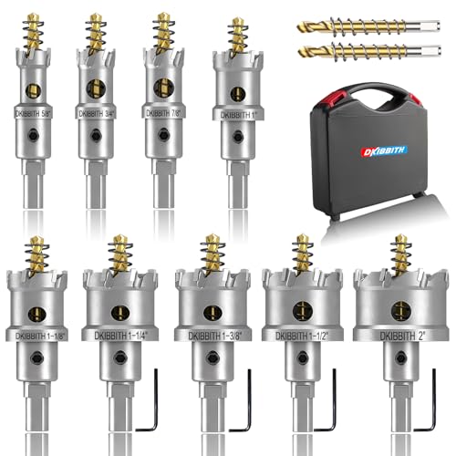 11 Pcs TCT Hole Saw Set,5/8” to 2” Heavy-Duty Tungsten Carbide Hole Saws Kit for Stainless Steel Hard Metal Plastic Wood, 1” Cut Depth, with Detachable Pilot Drill Bits, Allen Wrench - size: 11 Pcs Hole Saw Kit