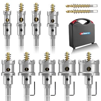 11 Pcs TCT Hole Saw Set,5/8” to 2” Heavy-Duty Tungsten Carbide Hole Saws Kit for Stainless Steel Hard Metal Plastic Wood, 1” Cut Depth, with Detachable Pilot Drill Bits, Allen Wrench - size: 11 Pcs Hole Saw Kit