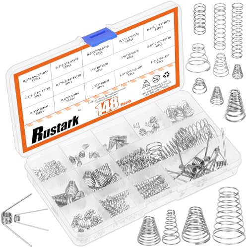 148Pcs 15 Sizes Stainless Steel Conical Spring Compression Springs Assortment Set Cone Compression Spring Tower Pressure Spring Taper Spring - size: 15 assorted sizes