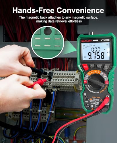 Digital Multimeter 20000 Count High Resolution True rms Multimeter 1000V DC/750V AC Voltmeter Accurately Measures Voltage Current Resistance Diodes Continuity Duty-Cycle Capacitor Temperature