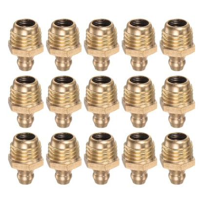 HARFINGTON 15pcs Brass Straight Grease Fitting M12x1.5mm Metric Thread Hydraulic Grease Nipple Accessories for Car - size: M12x1.5