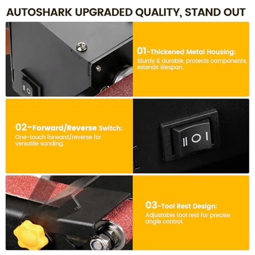 Mini Belt Sander, Electric Small Sander Knife Making Supplies, 7 Adjustable Speed Electric Knife Sharpener, Power Belt Grinder for Woodworking. (Standard - Essential Polishing Kit) - style: Standard - Essential Polishing Kit