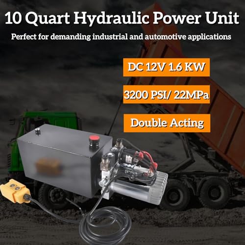 10 Quart Double Acting Hydraulic Pump, 12V DC, 3200PSI Mixizap - color: Double Acting, size: 10 Quart