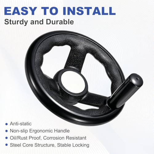 uxcell Handwheel with Revolving Handle, 0.5" Hole x 4.9" OD, Black - size: 0.5" Hole x 5" OD