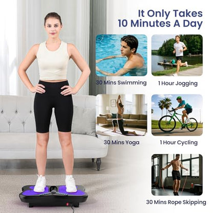 Vibration Plate Exercise Machine 400 lbs Capacity for Lymphatic Drainage - color: Purple