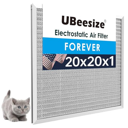 UBeesize 19.75x19.75x0.82 Inch Reusable Air Filter - Washable, MERV 8, Permanent, Electrostatic - Lasts a Lifetime - Enjoy Fresher Air in Home and Office HVAC AC Furnace Systems - size: 20x20x1