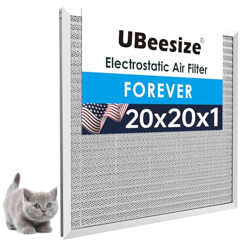 UBeesize 19.75x19.75x0.82 Inch Reusable Air Filter - Washable, MERV 8, Permanent, Electrostatic - Lasts a Lifetime - Enjoy Fresher Air in Home and Office HVAC AC Furnace Systems - size: 20x20x1