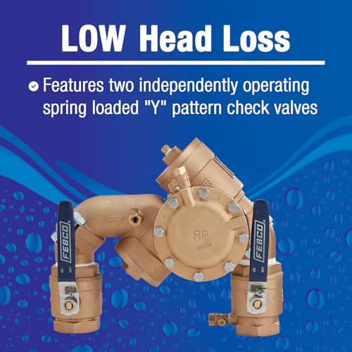 Febco 825Y Bronze RPZ Backflow Preventer with SentryPlus Sensor, 3/4" - size: 3/4 Inch, style: With Flood Sensor