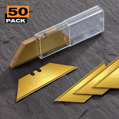 M MEEPO Utility Knife Blades, Never Rust, Titanium SK-2 Steel, 50-Pack - size: Titanium 50-Pack