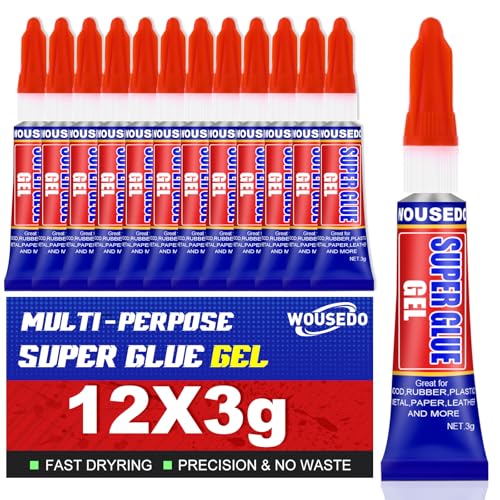 12 x 3g Super Glue Gel, Quick Dry, Thick Formula, All-Purpose Crazy Glue - size: Gel