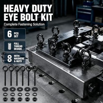 Antrader Lifting Shoulder Eye Bolts,M4 x 60mm,Black,Stainless Steel,6 Sets - size: M4 x 60mm