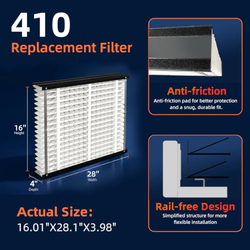 410 Replacement Air Filter, MERV 11,Actual Size: 16"x28"x4", Nominal Size: 16x25x4, HVAC Furnace Filter, Compatible with AprilAire Models 4400, 3410, 2416, 2410, 1610, 1410, 1 Pack - style: 410 [1 Pack]