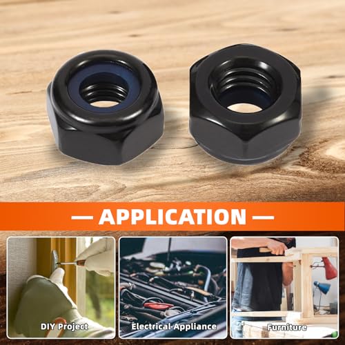 1/2-13 Nylon Insert Hex Lock Nuts Locknuts, 304 Stainless Steel 18-8, Black Oxide, 25 PCS - color: Black, size: 1/2-13