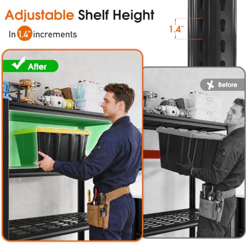 REIBII 40" W Garage Shelving with Double-Layer Frame for Homeowners and DIY - size: 40"W x 19.7"D x 59.9"H