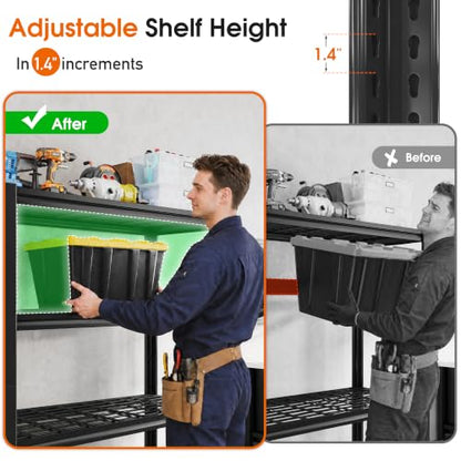 REIBII 40" W Garage Shelving with Double-Layer Frame for Homeowners and DIY - size: 40"W x 19.7"D x 59.9"H