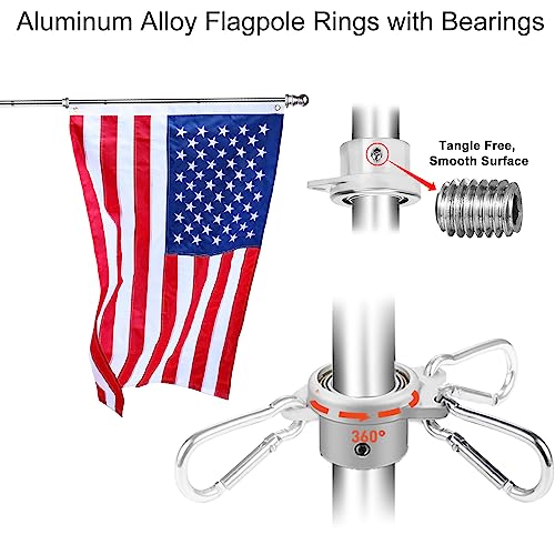 Heavy Duty Stainless Steel Flag Pole Kit - 180° Adjustable Bracket - color: Silver flag pole with bracket