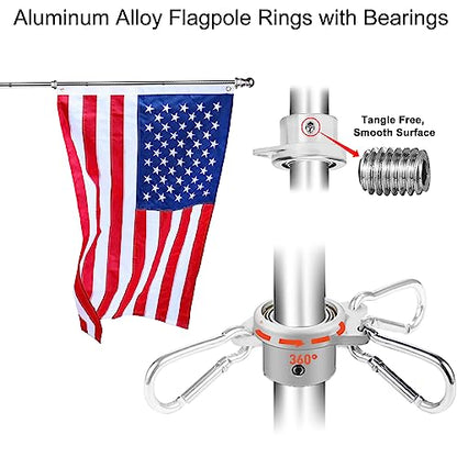 Heavy Duty Stainless Steel Flag Pole Kit - 180° Adjustable Bracket - color: Silver flag pole with bracket