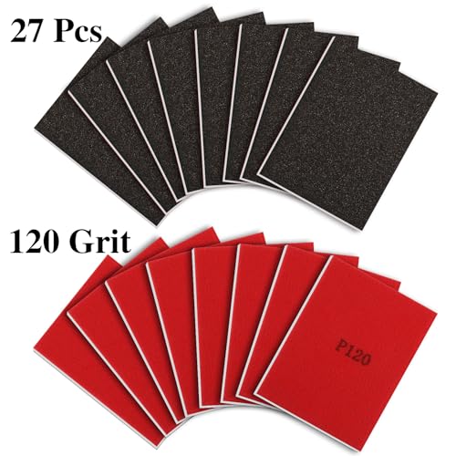 27 Pcs Sanding Sponge Block Pads, 120 Grit Fine Sandpaper Sand Paper - size: 120 Grits