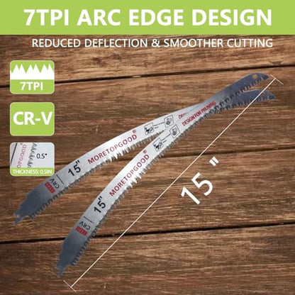 15” Arc Edge Reciprocating Saw Blade, 7TPI Japanese Teeth with Curved Edge Wood Pruning Saw Blades for Tree Trimming, Wood Cutting (3 Pack) - size: 15 Inch