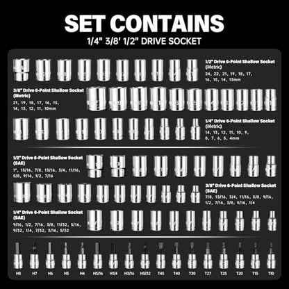 264-Piece Impact Socket Set -1/4", 3/8", 1/2" Drive - size: 264pcs 1/4", 3/8", 1/2"