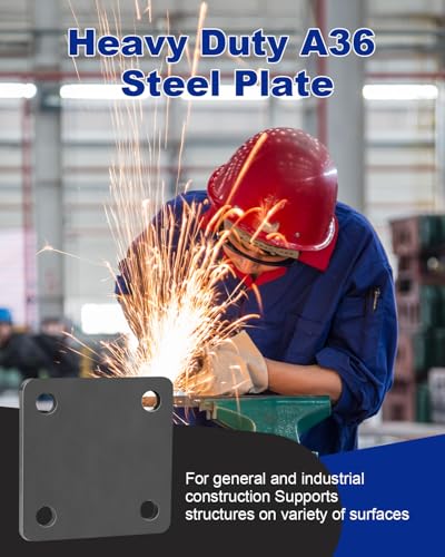 Rocaris 8 Pcs 4 X 4 X 1/5 Inch A36 Steel Plate Hot Rolled with 4 Holes - size: 4 Inch