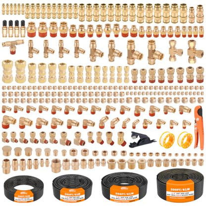 CheeMuii 300PCS Brass DOT Air Line Fittings with 4 Roll 200FT DOT Air Lines - size: 200FT-4ROLL-300PCS