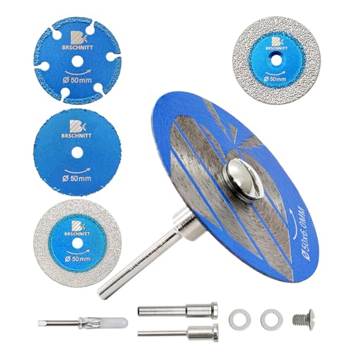 2 Inch Mini Diamond Saw Discs 5pcs - Sintered Diamond Blade Glass Cutting Saw Blades & Diamond Cutting Wheel for Wood/Metal/Glass/Stone (with 1/8"/1/4" Shank & Screwdriver*1)