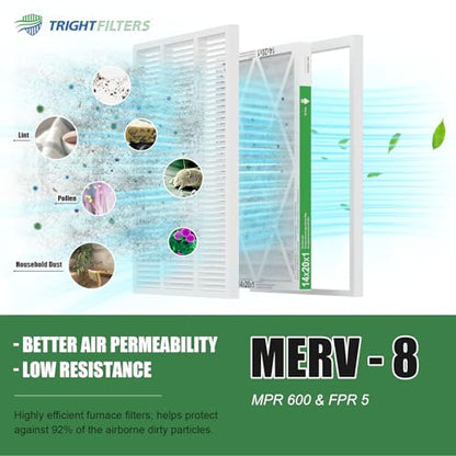 TRIGHTFILTERS 14x20x1 Air Filter 6 Pack, Durable MERV 8 Pleated Home HVAC AC Furnace Filters, Lightweight Compact Air Conditioner Filter Replacement - size: 14x20x1-6pack