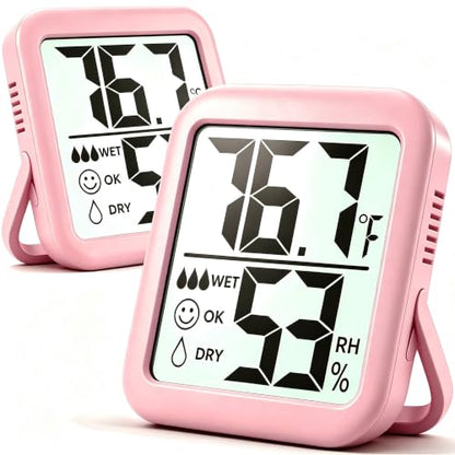 Antonki 2 Pack Room Thermometer Indoor Hygrometer - color: 2 Pcs* Pink