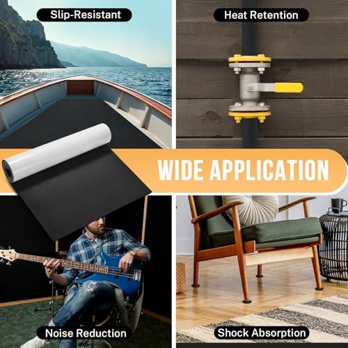 MYFULLY Neoprene Foam Sheet 12" x 59" x 1/16" Adhesive Backing Roll - size: 12 in x 59 in x 1/16 in