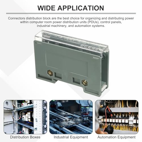 MECCANIXITY 1 in 4 Out Rail Terminal Blocks, 690V 100A Connectors Power Distribution Block with Flame-Retardant Housing for Power Distribution Cabinets 18mm Width 14-12AWG Gauge - size: 18mm 14-12AWG, style: 1 in 4 Out