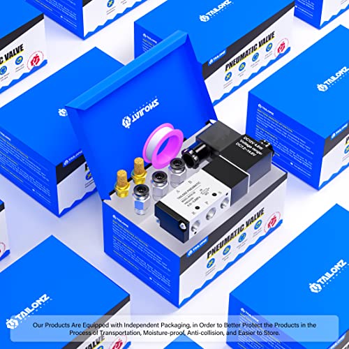 TAILONZ 1/8"NPT DC12V Solenoid Valve 2Position 5Way Junction Box 4V110-06 - color: DC12V, size: 2 Position 5 Way-1/8"NPT