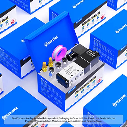 TAILONZ 1/8"NPT DC12V Solenoid Valve 2Position 5Way Junction Box 4V110-06 - color: DC12V, size: 2 Position 5 Way-1/8"NPT