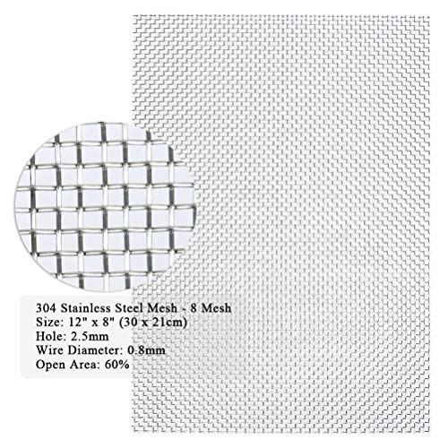 TIMESETL 3 Pcs Stainless Steel Woven Wire 8 Mesh - 12" x 8"(30x21cm) Garden Fence BBQ Wire Mesh Window Screen Mesh - size: 12" x 8" 8 Mesh
