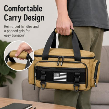 Tool Bag with Anti-friction Bottom, Durable Handle Tool Bags for Men with Shoulder Strap Tactical Range Bag, Multi-purpose Work Tote for Repairman, Carpenters, Handyman. (Coyote Brown) - color: Coyote Brown