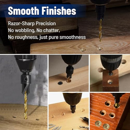 shengbenhao #4 Countersink Drill Bit Set for Wood 12Pcs Adjustable - style: #4