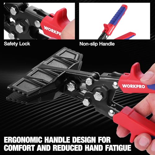 WORKPRO Hand Seamer Tool, 6-Inch Sheet Metal Bender, Heavy-Duty Steel Sheet Metal Brake Pliers for Bending, Seaming, Flattening with Ergonomic Handle and Smooth Jaw - size: 6 Inch